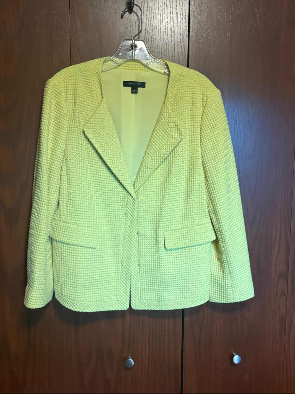 Ann Taylor Textured Neon Yellow-Green Blazer